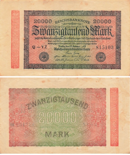 20000 Mark Reichsbanknote 20. Februar 1923 RO84i DEU-95i