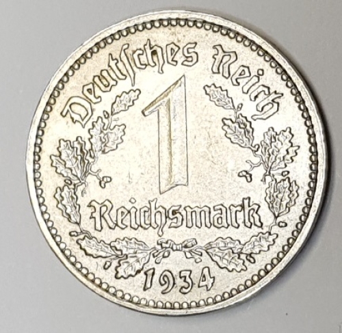 1934 E 1 Reichsmark uncirculated Jäger 354