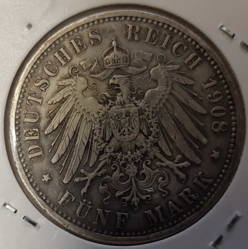 5 Mark Preussen 1908 Wilhelm II vz.