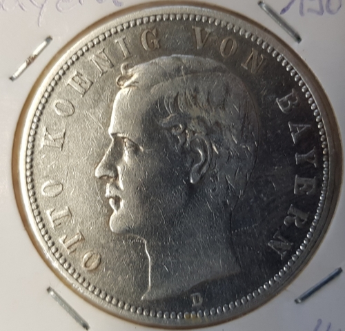 Jaeger 046 - 5 Mark Bavaria 1903 Otto silver coin