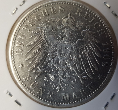 5 Mark Bavaria 1908 Otto silver coin