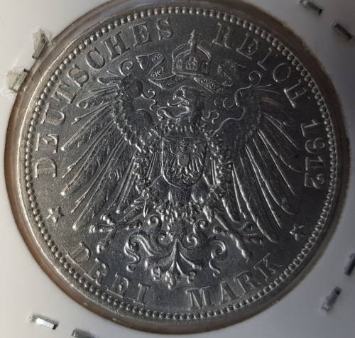 3 Mark Baden 1912 Friedrich II vz-stgl