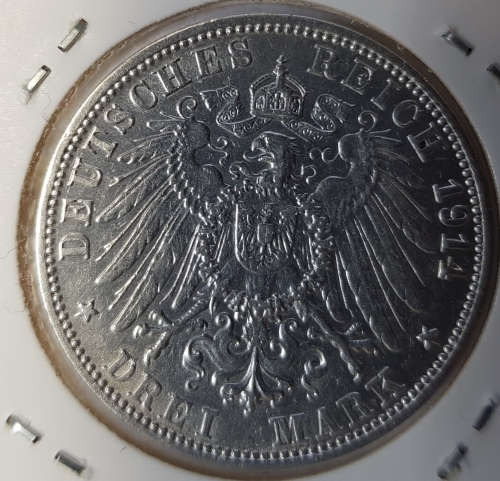 3 Mark Baden 1914 Friedrich II stgl