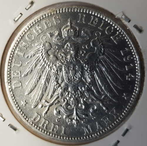 3 Mark Bayern 1914 Ludwig III stgl