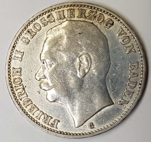 3 Mark Baden 1909 Friedrich II vz-stgl