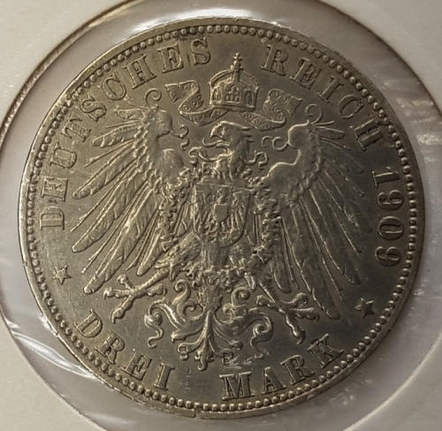 Jäger 064 - 3 Mark Hamburg 1909 vz-stgl