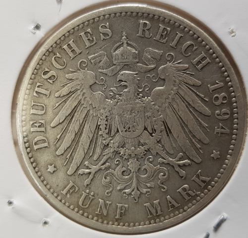 5 Mark PREUSSEN  1894 Wilhelm II