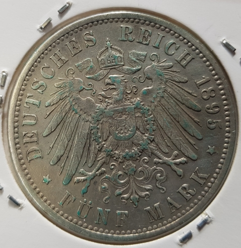 5 Mark PRUSSIA 1895 Wilhelm II silver coin