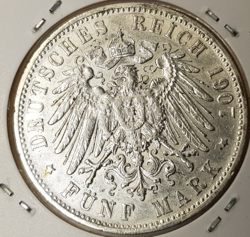 5 Mark 1907 Württemberg Wilhelm II