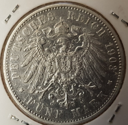 5 Mark 1903 Württemberg Wilhelm II silver coin preservation