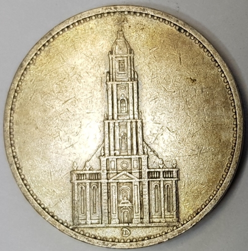Jager 0357 - 5 Reichsmark 1934 D Garrison Church