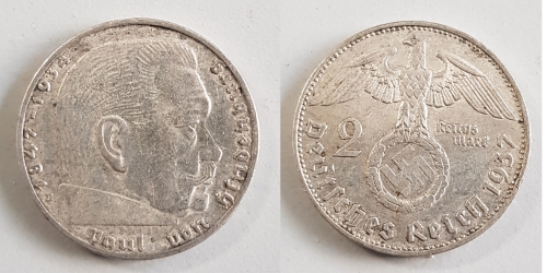 2 Reichsmark 1937 E Hindenburg