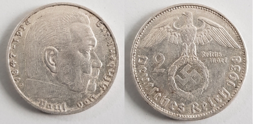2 Reichsmark 1938 E Hindenburg
