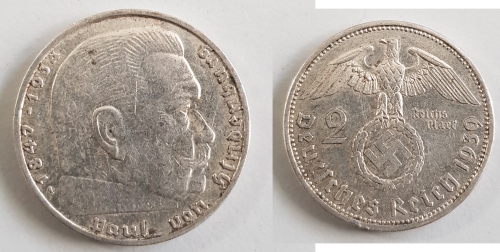 Jäger 366 - 2 Reichsmark 1939 A Hindenburg