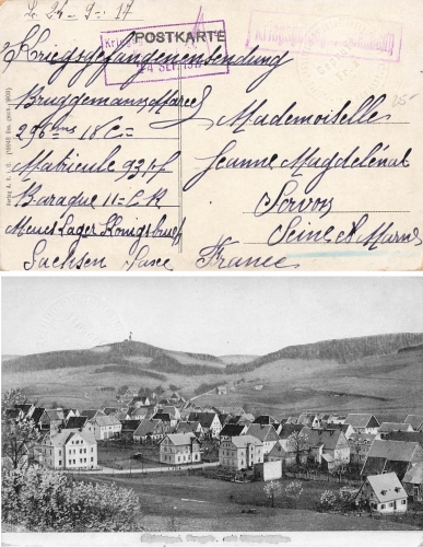 Kriegsgefangenensendung 1.WK von Deutschland nach Frankreich 24.9.1917 Königsbrück