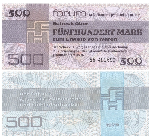 DDR 500 Mark Forum-Scheck1979 RO370 DDR-36 bankfrisch 