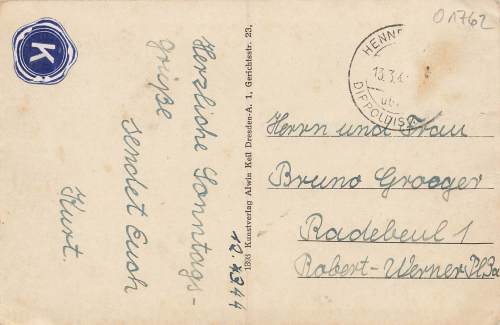 01744 Hennersdorf Dippoldiswalde Heymanns Gastwirtschaft o 1944