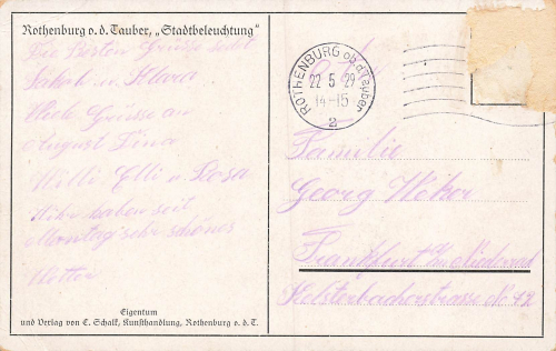 91541 Rothenburg Tauber Stadtbeleuchtung Kuenstlerkarte  G Scheibenberger o 1929