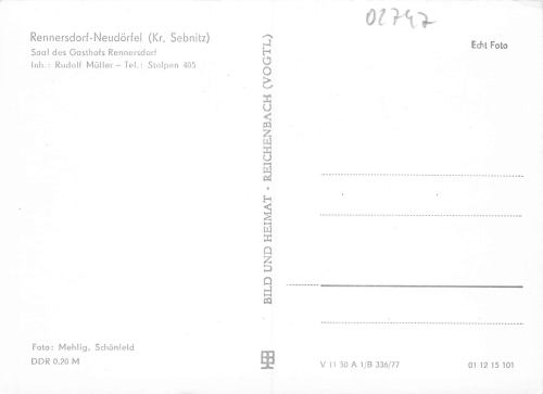 01833 Rennersdorf-Neudoerfel Stolpen Saal des Gasthof * 1977