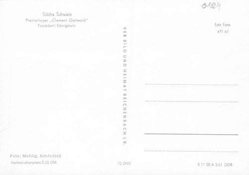 01824 Papstdorf Pioneer Camp Klement Gottwald Saxon Switzerland * 1961