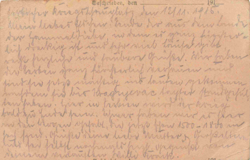 Field postcard with censorship stamp Felülvizsgalva Checked Budapest 29 November 21, 1915