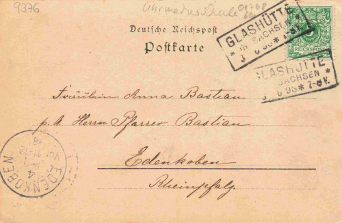 01768 Glashuette, Saxony: Watchmaking School, Lange Drugstore, Monument (c. 1898)