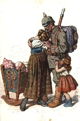 Abschied, Militär 1.WK Kind, Künstlerkarte Emil Berthan,* ca. 1915