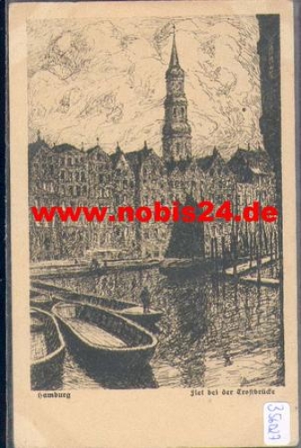 Hamburg fleet on the consolation bridge Artist card shield... ca. 1930