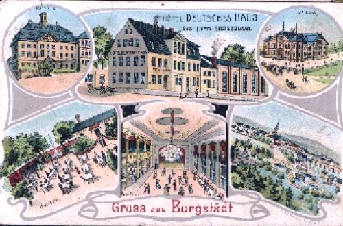 09217 Burgstädt Hotel Deutsches Haus Farblitho o 17.10.1906