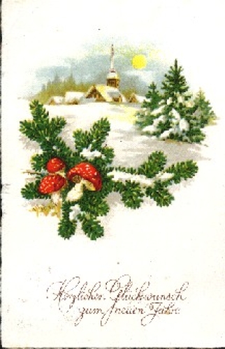 Mushrooms toadstools with fir branches o 31.12.1932