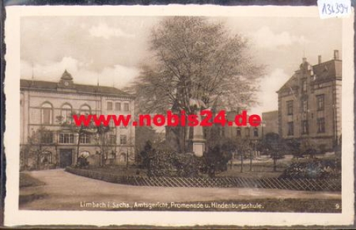 09212 Limbach, District Court, Promenade and Hindenburg School, gebr. circa 1930