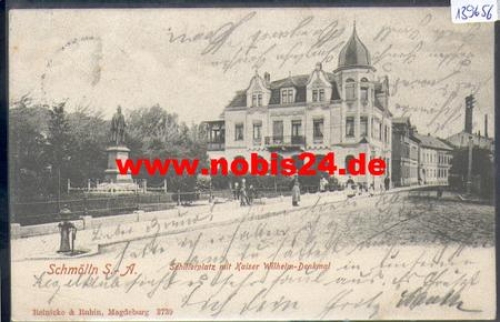 04626 Schmölln, Schillerplatz with Kaiser Wilhelm monument o 1.11.1902