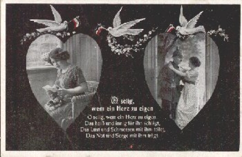 Heart woman with letter and pair of doves br. 1/20/1917