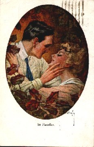 Kiss in Paradise artist card Frischafy o 21.7.1919