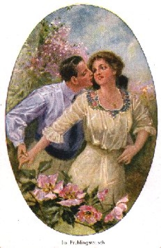 Kiss "In the spring rush" lovers * ca. 1920
