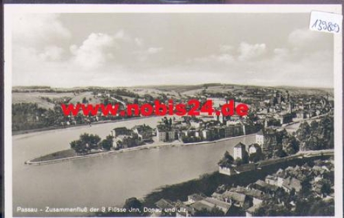 Passau Zusammenfluß der 3 Flüsse Inn Donau und Ilz o 16.2.1951