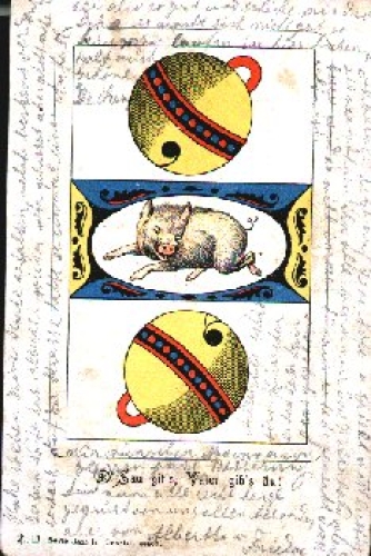 Skat, Wildschwein Spruchkarte, gebr. 3.5.1904