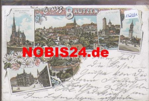 02625 Bautzen Chromolithograph railway postmark Dresden - Breslau train no. 440 o 3.4.1899