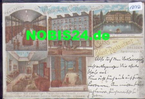 Dresden Palace Restaurant Chromolithograph Ferdinandstrasse o 1898