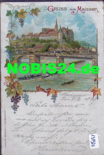 01662 Meissen Litho  Elbdampfschiff o 10.2.1898