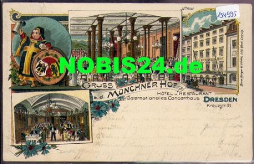 Dresden Kreuzstrasse 21 "Muenchner Hof" Litho o 17.2.1902