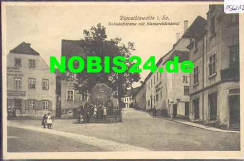 Dippoldiswalde Bahnhofstraße mit Bismarckdenkmal o 10.8.1908