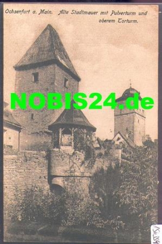 97199 Ochsenfurt Alte Stadtmauer mit Pulverturm und oberen Torturm *ca. 1920