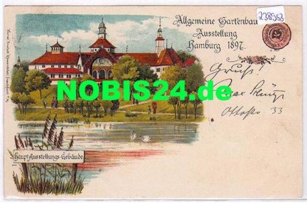 Hamburg General Garden Exhibition Chromolithograph main exhibition building o 7.8.1897