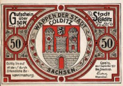 04680 Colditz city emergency money 50 Pfg. * 1921