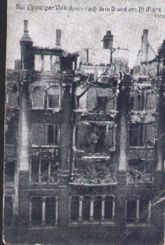 Leipzig Volkshaus after the fire on March 19th, 1920 disaster map