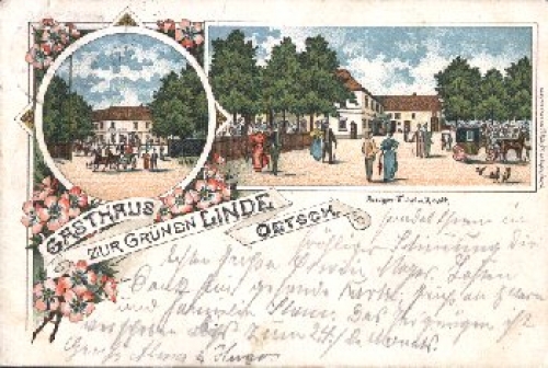 04442 Oetsch Gsthaus zur Grünen Linde Farblitho o 11.8.1902