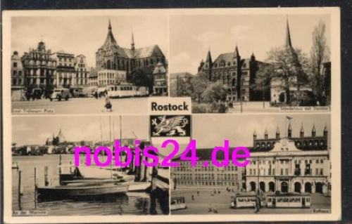 Rostock Warnow square tram o ca.1959