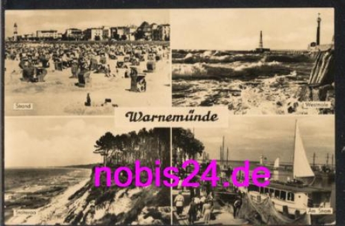 Warnemuende Am Strom Schiff Strand o 16.7.1958