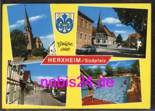 67273 Herxheim Suedpfalz Freibad Kirche o 20.8.1976
